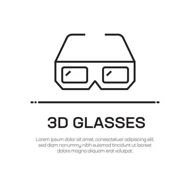 Vector illustration of 3D Glasses Vector Line Icon - Simple Thin Line Icon, Premium Quality Design Element