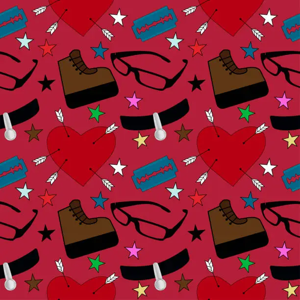 Vector illustration of Teenage girl things. Seamless pattern, background.