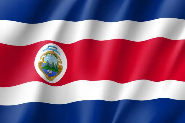Vector illustration of Waving flag of Costa Rica