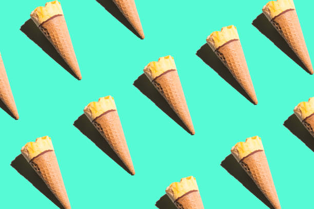 istock Ice cream cones on a bright color background. Bright collage 1143286735