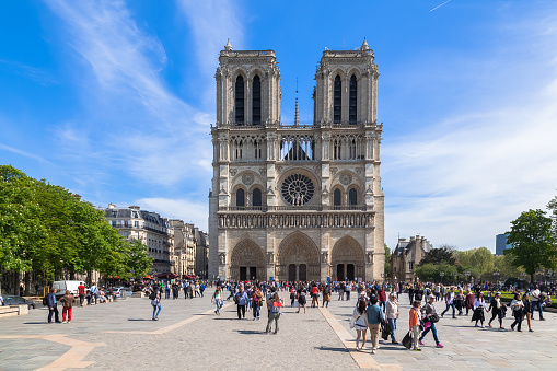 Paris (France), 20-April-2015, The Western Facade of Notre Dame in Paris with the Two Towers