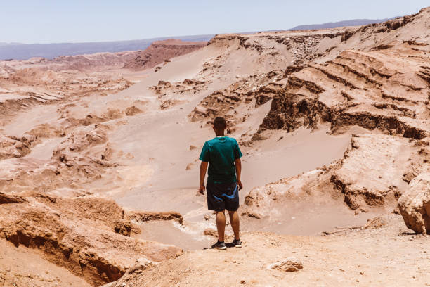 istock Man at beautiful canyon in Atacama desert 1143287727