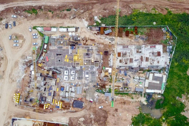 istock Construction site - Aerial image of a large Residential compound during early stages of construction 1143287832