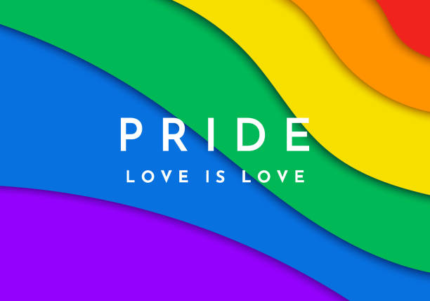 illustrazioni stock, clip art, cartoni animati e icone di tendenza di striscione del gay pride. bandiera dello spettro arcobaleno tagliata in carta - pride