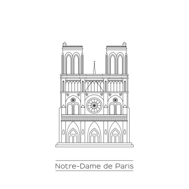 巴黎聖母院線圖 - notre dame 幅插畫檔、美工圖案、卡通及圖標