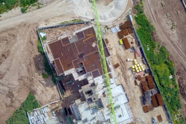 istock Construction site - Aerial image of a large Residential compound during early stages of construction 1143288179