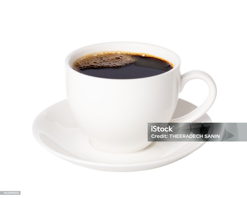 Coffee Cup Isolated Black coffee in cup isolated on white background. Coffee - Drink Stock Photo