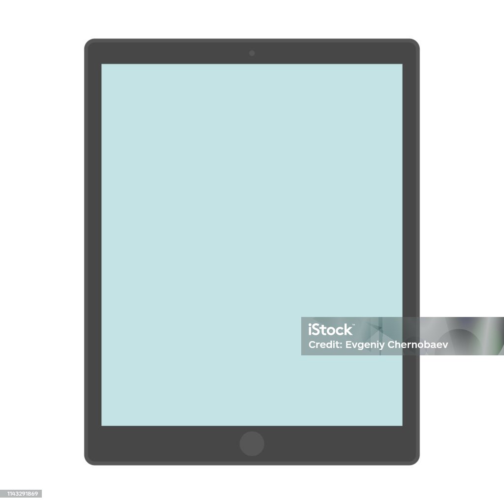Gray Tablet Screen Grey Color Tablet With Light Green Screen And Grey Menu Button On White ...
