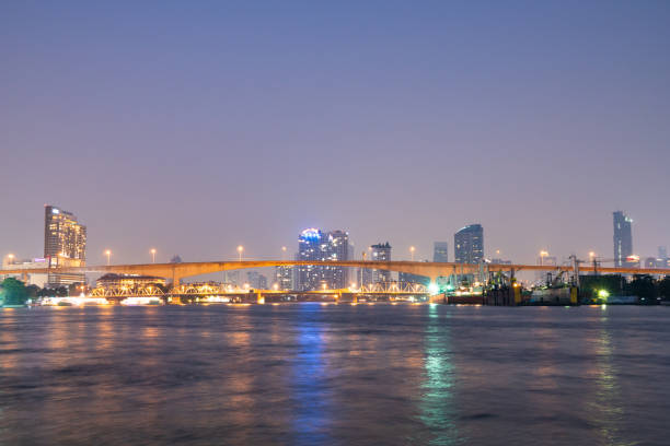 istock Bridge over river in Bangkok city. 1143293258