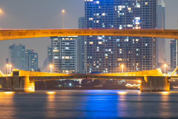 istock Bridge over river in Bangkok city. 1143293262