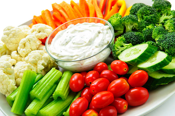 istock Close-up of crudite vegetable dip tray 114329379