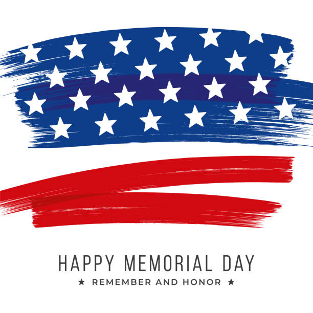 Memorial Day banner with stars and stripes. Template for Memorial Day. Isolated on white. - Illustration