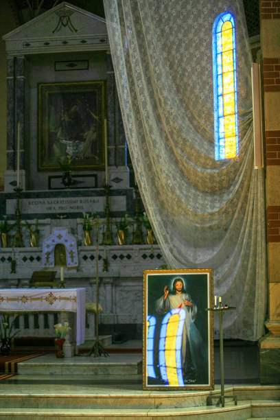 interior of the church of our lady of the rosary, the cathedral of asmara, the capital city of eritrea. - our lady of africa imagens e fotografias de stock
