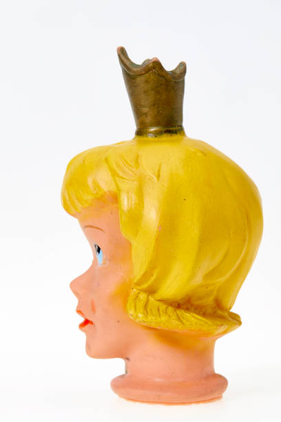 Vintage finger punch puppet, blond princess with crown, side view