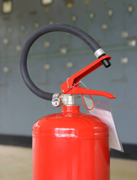 istock Fire extinguisher anatomy. Spray nozzles for fire extinguishing systems 1143299035