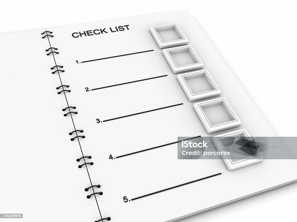 Notatnik z listy kontrolne - Zbiór zdjęć royalty-free (Białe tło)