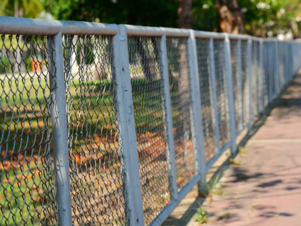 istock Steel wire mesh fence outdoor 1143300563
