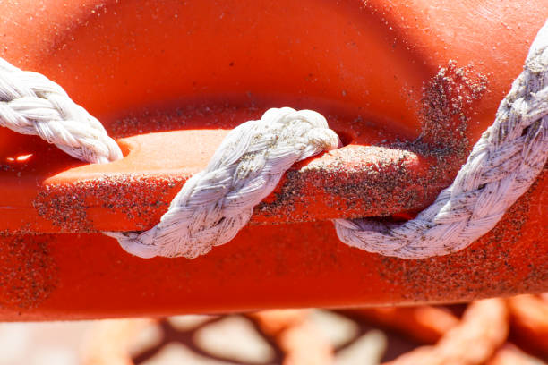 istock Life ring on the beach and sea knots. Close up. 1143300679