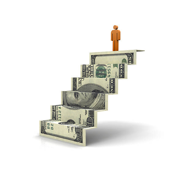 istock Dollar Stair with a Person on Top 114330082