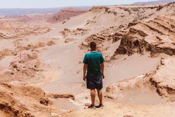 istock Man at beautiful canyon in Atacama desert 1143302134