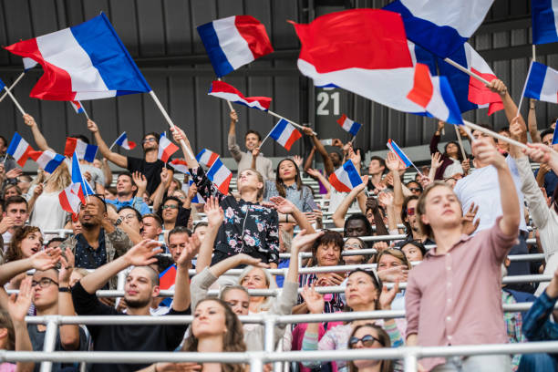 istock Waving French flags 1143302175
