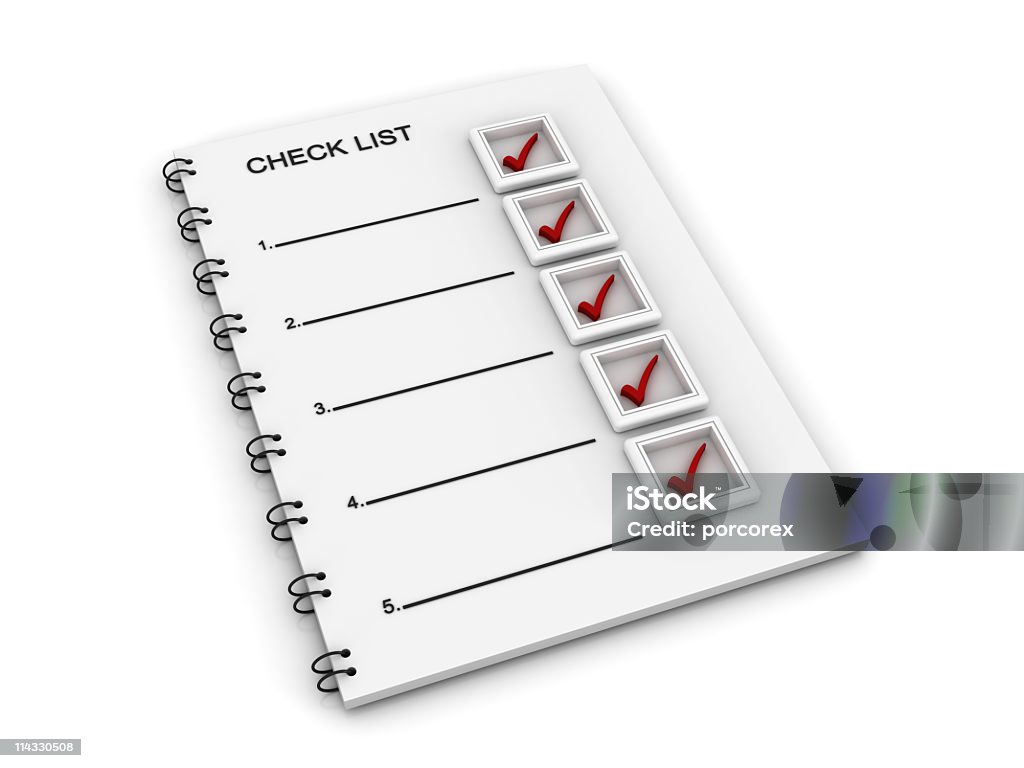 Bloc de notas con lista de verificación de - Foto de stock de Lista de chequeo libre de derechos