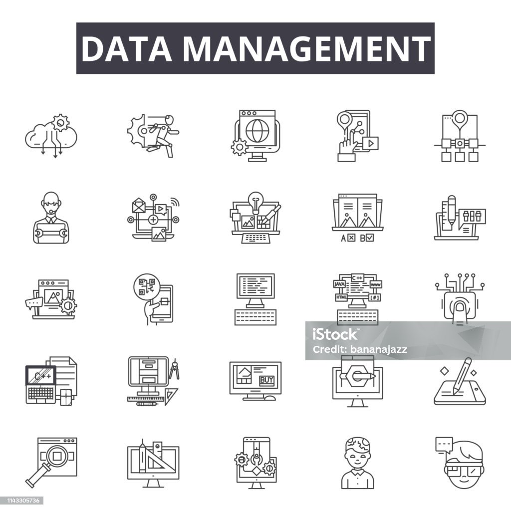 Weet Data Hantering Data Hantering Linje Ikoner Skyltar Som Vektor Data Hantering ...