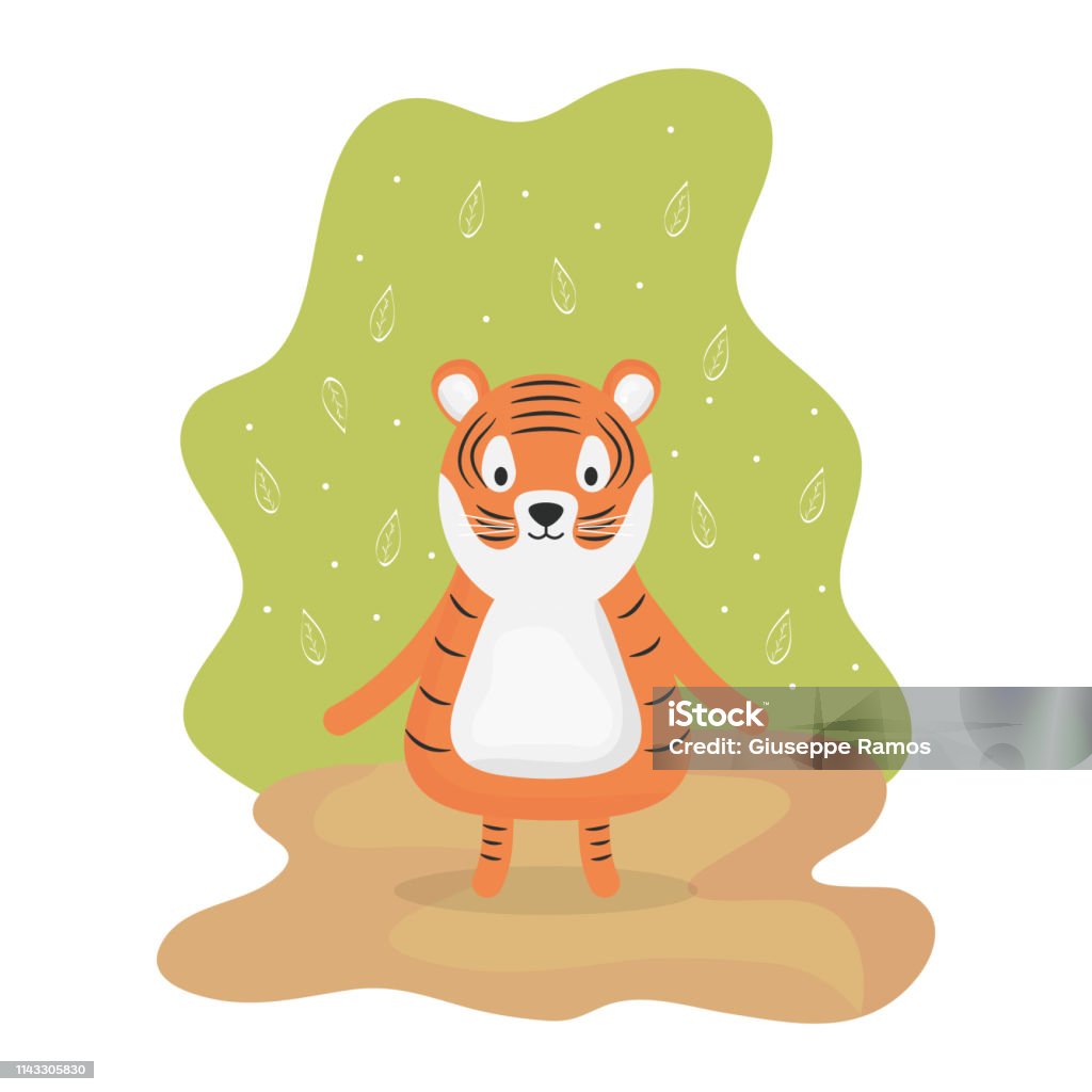 cute tiger adorable character cute tiger adorable character vector illustration design Animal stock vector