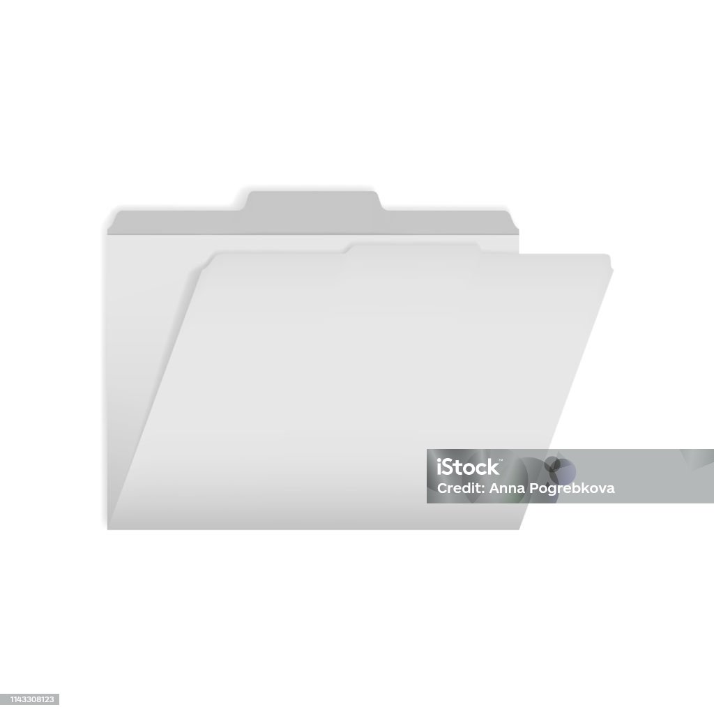Empty Open File Open Empty Gray Tabbed File Folder Realistic Vector Mockup Stock ...