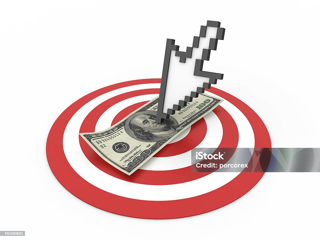 Bull's-Eye with Cursor and Dollar Bill Bull's-Eye with Cursor and Dollar Bill. Accuracy Stock Photo