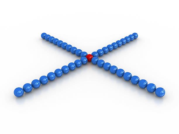 istock Blue Cross Spheres with Red One on Center 114331157