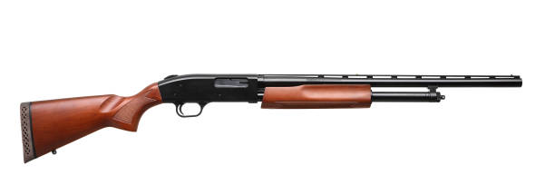 fusil de chasse isolé sur le fond blanc - sport clipping path handgun pistol photos et images de collection