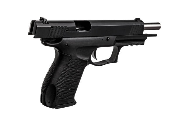 istock black gun pistol isolated on white background 1143311966