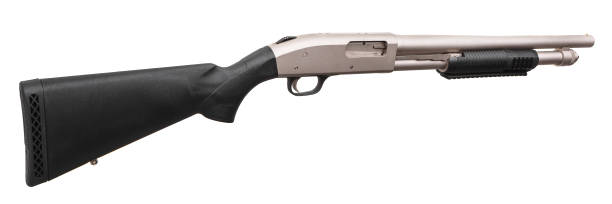 istock Black silver shotgun isolated on white background 1143311986