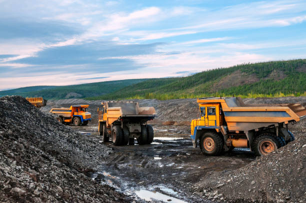 istock Bucket loader,  Mining truck, Earth work in Eastern Siberia ( Yakutia ) 1143312200