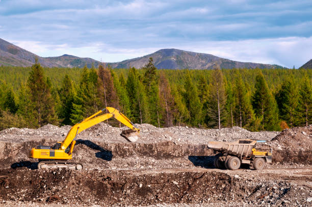 istock Excavation work in a mountainous area, in Eastern Siberia (Yakutia) 1143312313