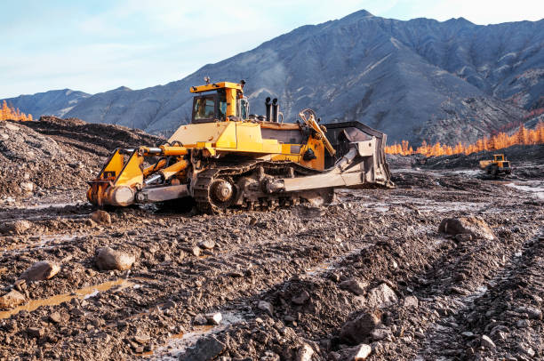 istock Excavation work in a mountainous area, in Eastern Siberia (Yakutia) 1143312340