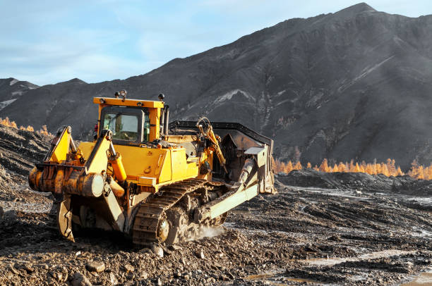 istock Excavation work in a mountainous area, in Eastern Siberia (Yakutia) 1143312345