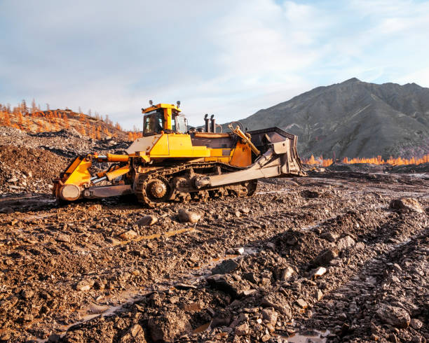 istock Excavation work in a mountainous area, in Eastern Siberia (Yakutia) 1143312349