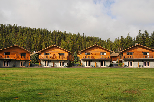 Chalets in Jasper National Park,Canada.