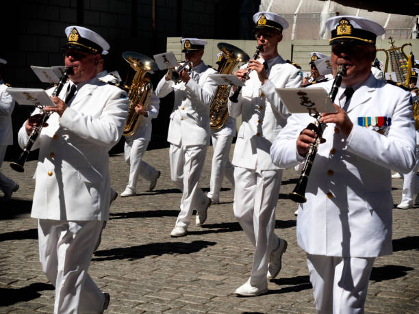 Swedish Navy Marching Band At The Royal Palace In Stockholm Stock - Download Image Now - iStock