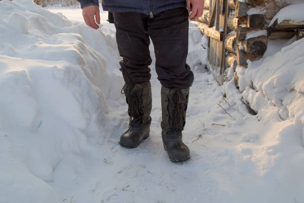 istock Winter boots for winter fishing. 1143314442