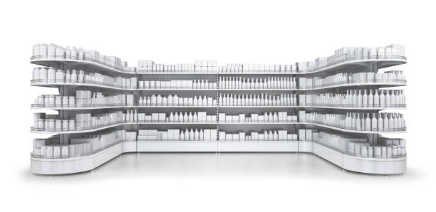 istock Shelves gondola rack with blank goods in the store. 1143316207