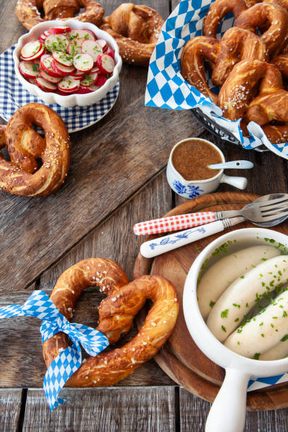 Crispy baked soft pretzels Crispy baked soft pretzels in a heart shape oktoberfest food stock pictures, royalty-free photos & images