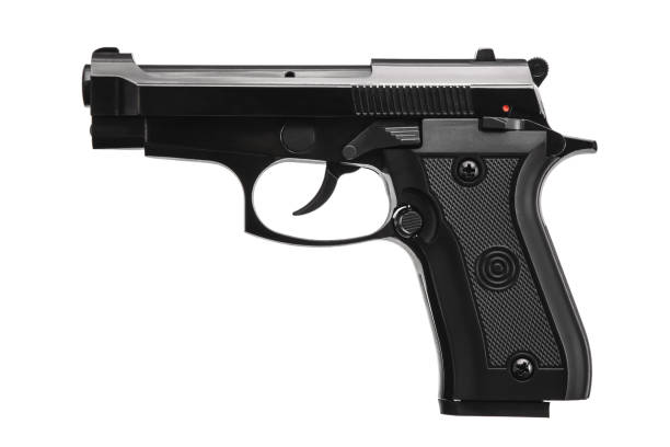 istock black gun pistol isolated on white background 1143319797
