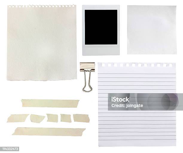 Elementos De Scrapbook Incluindo Jornais E Uma Fotografia - Fotografias de stock e mais imagens de Clip para Papel