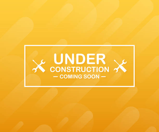 ilustrações de stock, clip art, desenhos animados e ícones de under construction website page with black and yellow striped borders. border stripe web. vector illustration. - construction industry business warning symbol