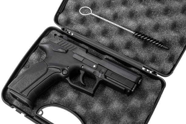 istock Black case for guns isolated for white background 1143328420