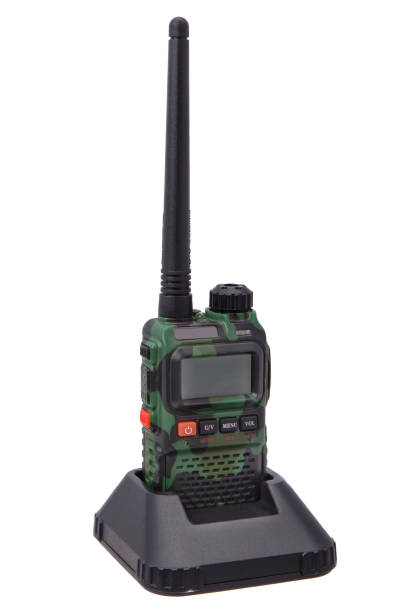 istock Green camouflage Walkie-talkie isolated on white background 1143328496