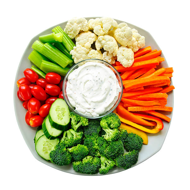 istock A large healthy plate of dip and vegetables 114332869
